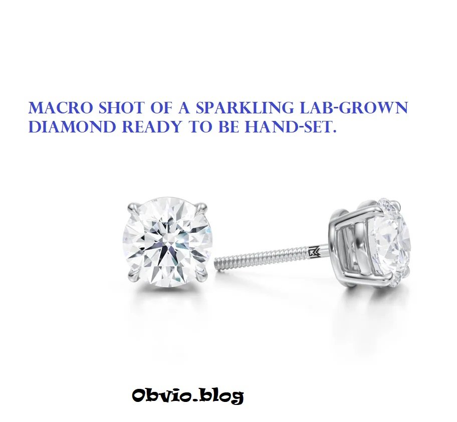 Macro shot of a sparkling lab-grown diamond ready to be hand-set.