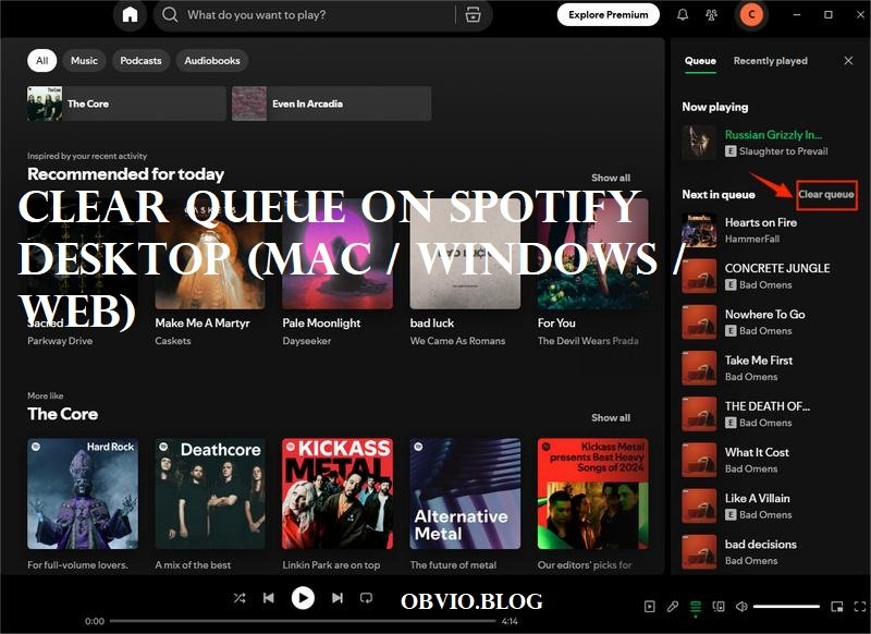 Clear Queue on Spotify Desktop (Mac / Windows / Web)